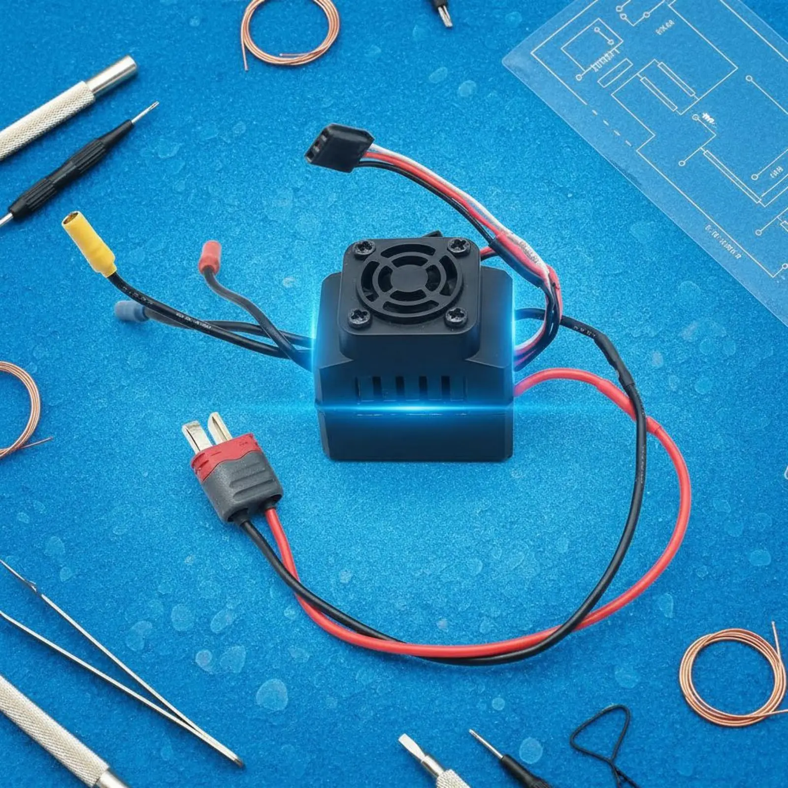 RC Brushless Controller Overheat Protection Brushless ESC RC Car ESC Plug and Play Vehicle Electronics Heat Sink Fan for Repair