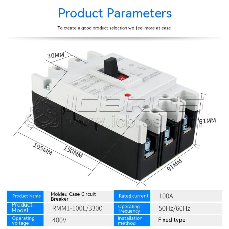 RMM1 RMM1-100L RMM1-3300 Molded Case Circuit Breaker 16A 20A 32A 40A 63A 80A 100A Air Switch