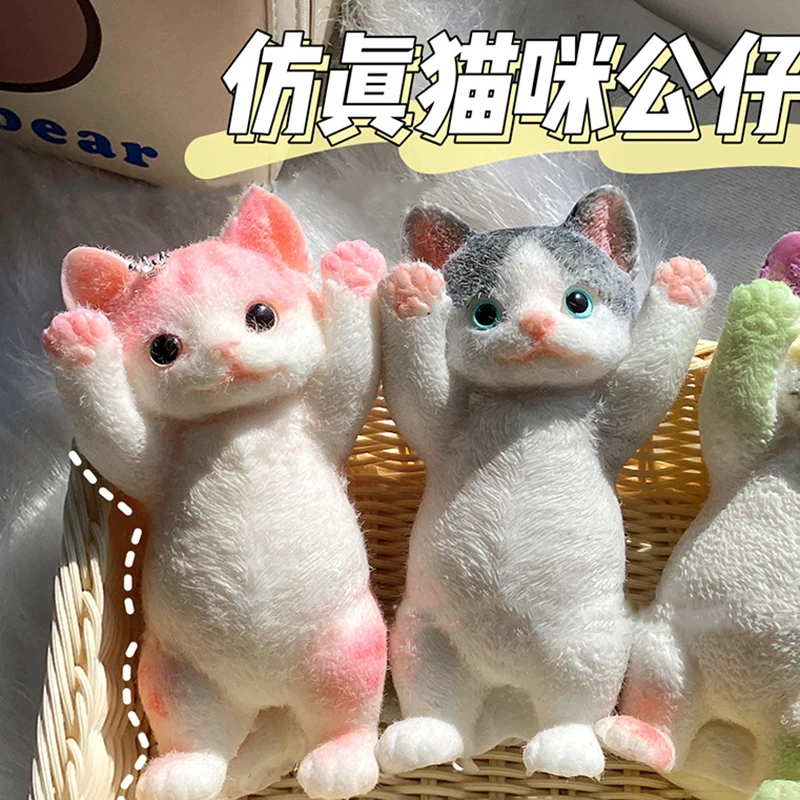 Super Soft Cute Big Cat Hands Up Squeeze Toy Kids Adults Stress Relief Cartoon Flocking Chubby Cat Doll Slow Rebound Toy Gifts