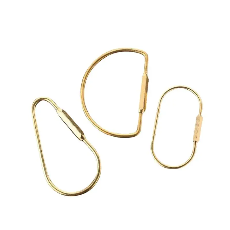Messing-Schlüsselanhänger mit Schloss D-Schlüsselkette Goldfarben Camping-Karabiner Überlebensausrüstung – Detail 6