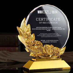 Rose Carving Resin Base, Customized Crystal Trophy, Competition Award Souvenir, Home Decoration, Creative, High-End, 1Pc