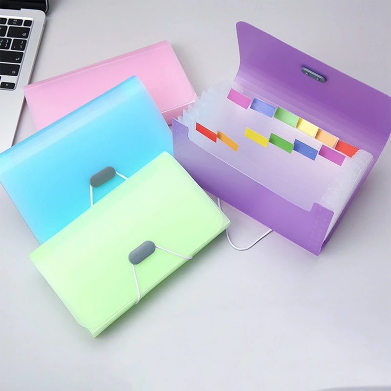 A6 Mini 17.8*10.6cm 13 Grids Expanding Wallet File Folder Buckle Organ Bag Large Capacity School Office Data Storage Organizer