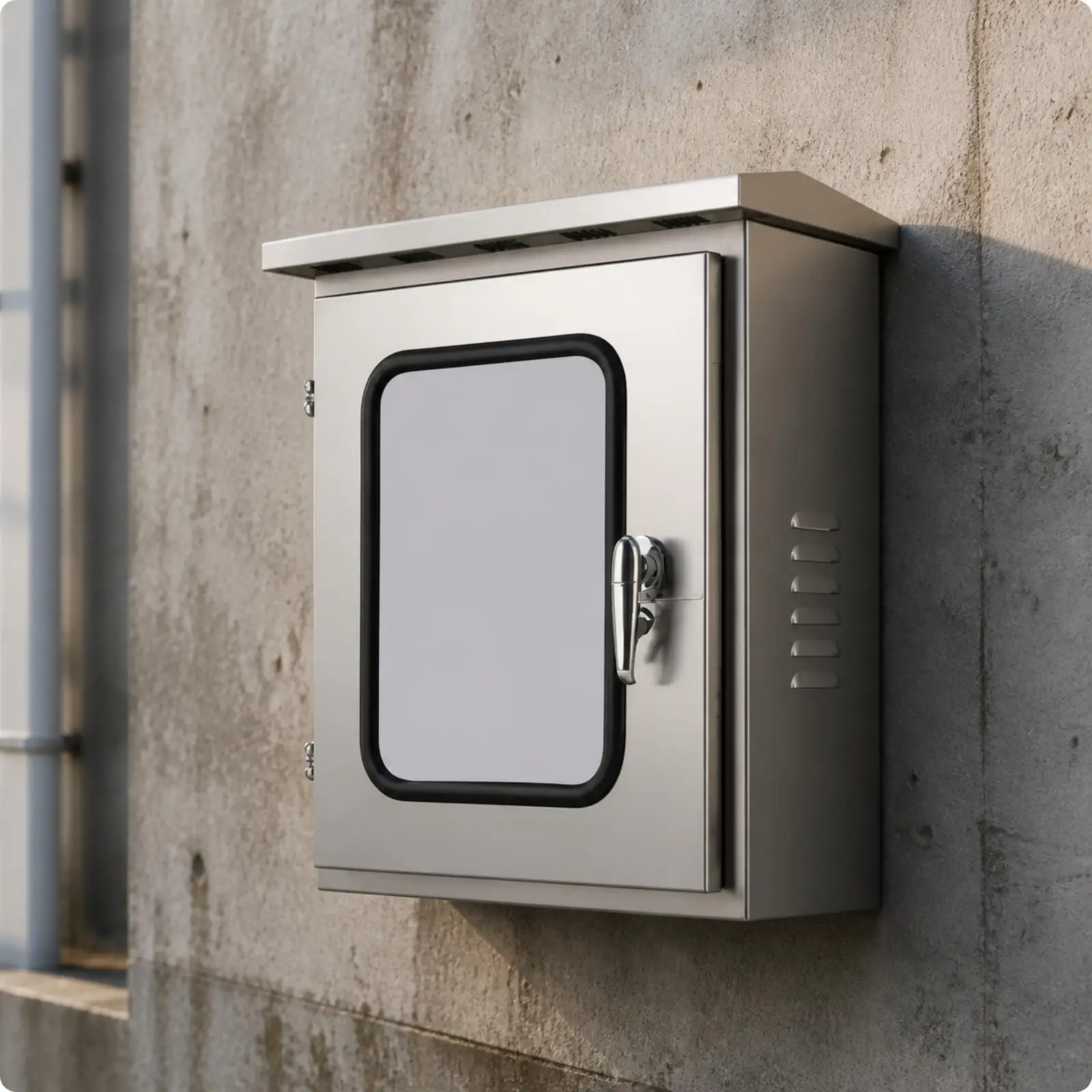 Stainless Steel Electrical Control Enclosure Ventilated Single-Door Electrical Enclosure with Viewing Window Weatherproof for