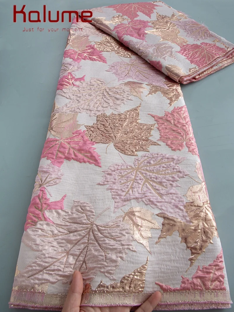 Kalume الأفريقي الديباج أقمشة الدانتيل النيجيري الجاكار مذهب أقمشة الدانتيل عالية الجودة السفينة من الولايات المتحدة لفستان الخياطة القماش F5100