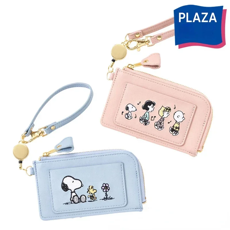 Snoopy Women\'s Wallet with Hand Lanyard Keychain Zipper PU Leather Luxury Female Purse Money Clip Wallet Holder Credit Card Bag