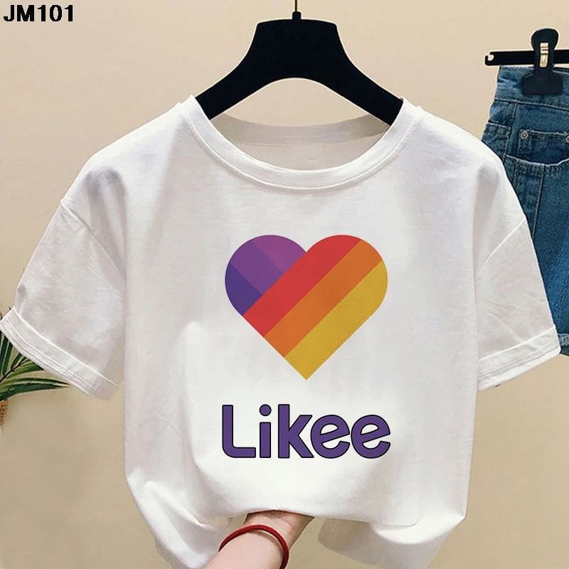 

Women's Likee Printed T-shirt Female Clothing Short Sleeve T Shirt Girl Fashion Top 2022 Spring And Summer Harajuku White Tshirt