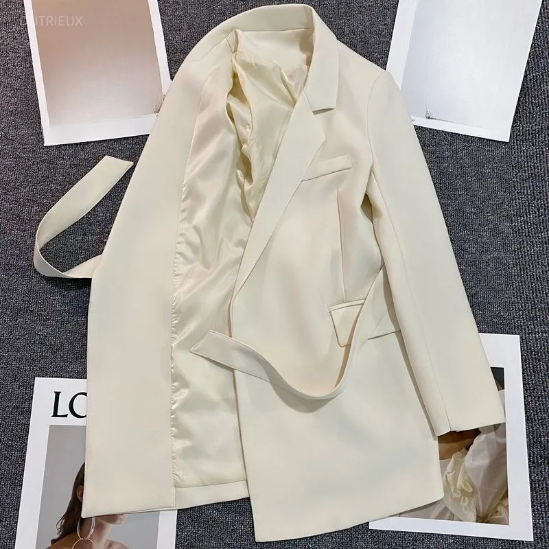 Blazers Mujer Solid Bandage Single Breasted Spring Autumn Women Blazers Korean Fashion Versatile Elegant Outerwears