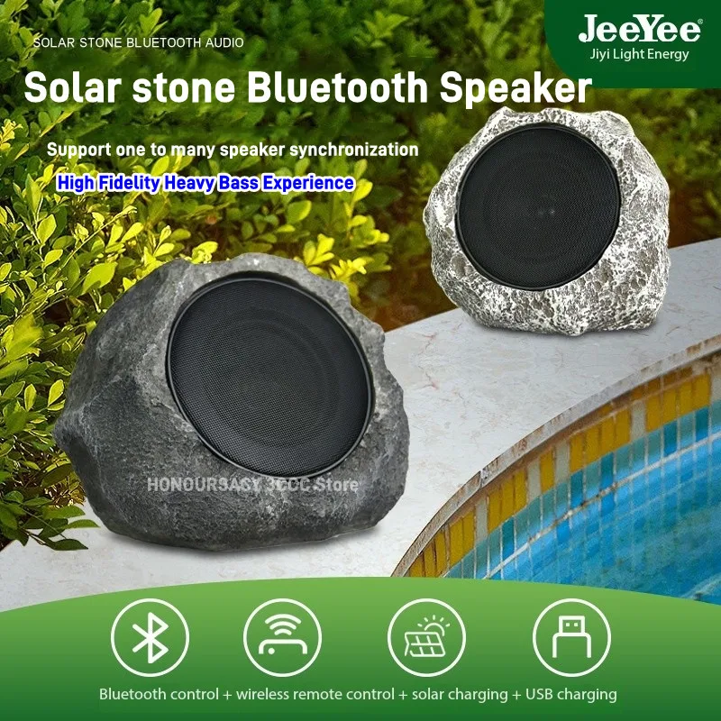 Solar Wireless Bluetooth Audio Outdoor Garden Waterproof Simulation Stone Lawn Speakers High Fidelity Stereo Portable Subwoofer