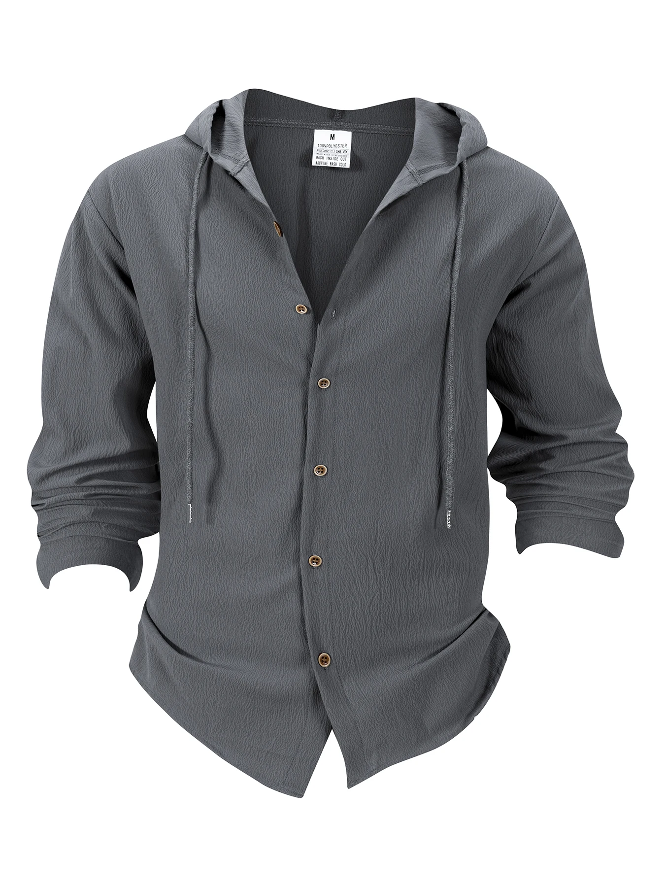 Men's Lightweight Beach Long Sleeves Shirt Short Hippie Casual Button Hooded Henry Shirt Quick Dry Breathable Spring Outerwear image 6