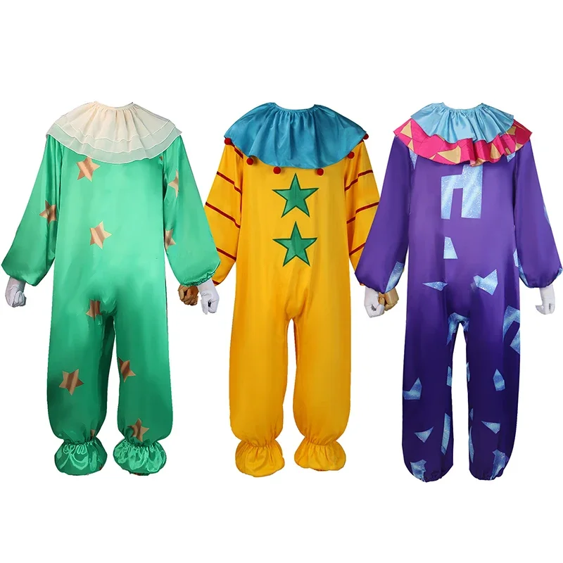 

Movie Killer Klowns From Outer Space Cosplay Costume Adult Clown Bodysuit Game Terror Killer Joker Jumpsuits Halloween Clothes