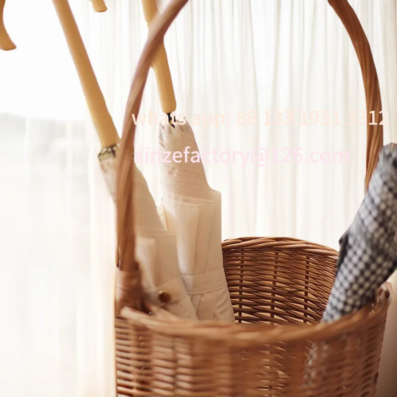 Customizable Japanese Parasol Holder Natural Willow Umbrella Stand Convenient Handle Umbrella Barrel Multi-scene Suitable For St
