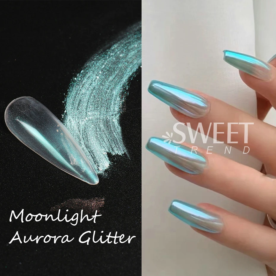 12pcs Moonlight Chrome Nail Powder Set Mermaid Fairy Aurora Pigment Shimmer Gentle Rubbing Dust Wedding Accessories Decor JIHC-1