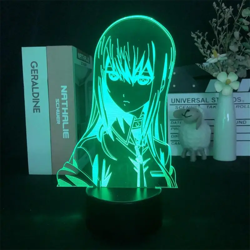 Makise Kurisu 3D Night Light Gorąca japońska gra Nightlight 7 kolorów Projektor シjna wydaje minim Güven esa・ BravoートLED Lampa stołowa Dekoracja pokoju Prezenty chlidern