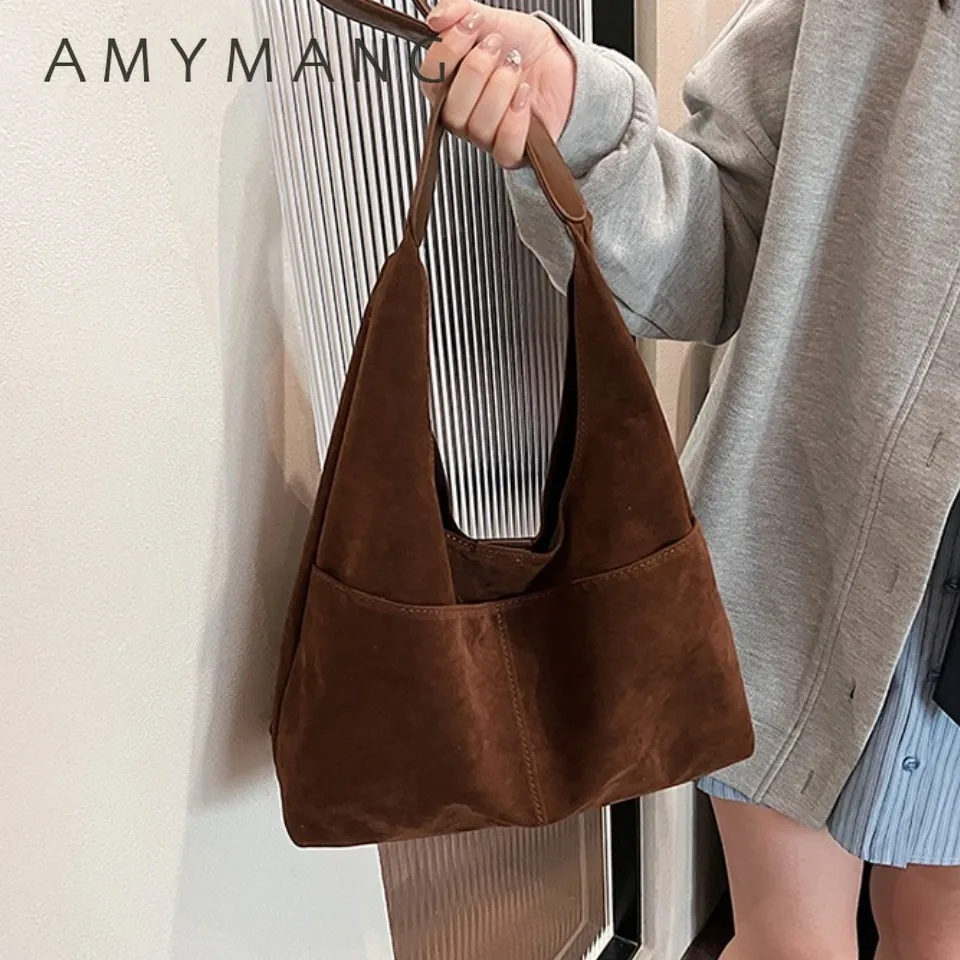 

Женская замшевая сумка-хобо на плечо, повседневная сумка-тоут большой вместимости с внутренней сумкой под мышками, ручные сумки и кошельки Y2K