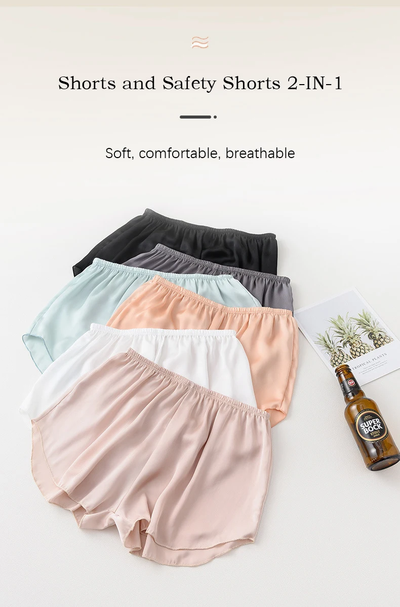 Womens Ice Silk Short Safety Shorts Under Skirt Shorts for Women Summer Loose Homewear Wide Leg Pants Women Pant Knickers Colors image 3