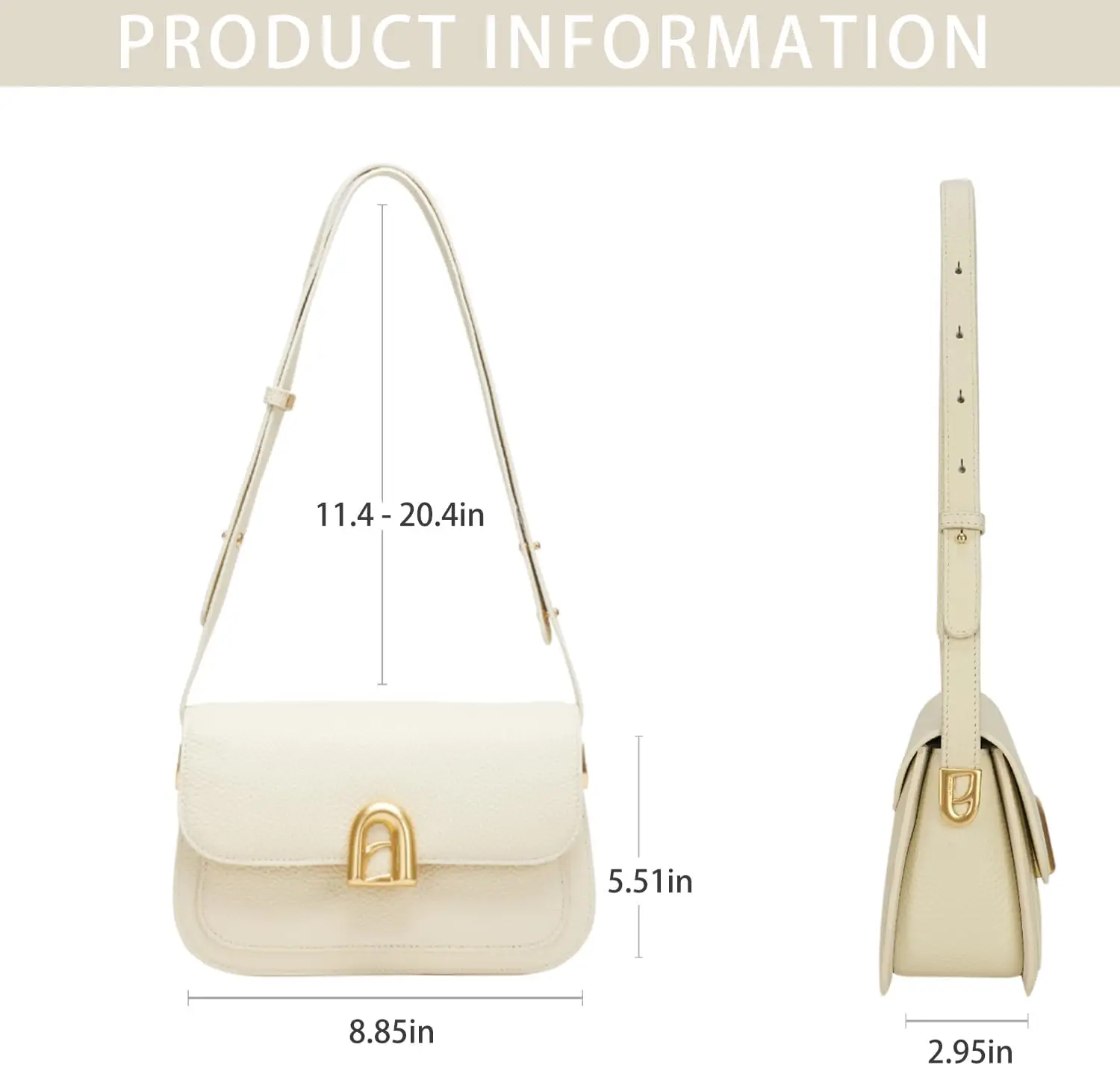 

Genuine Leather Shoulder Bag for Women with Adjustable Strap - Stylish Crossbody Purse Designer Handbags for Women