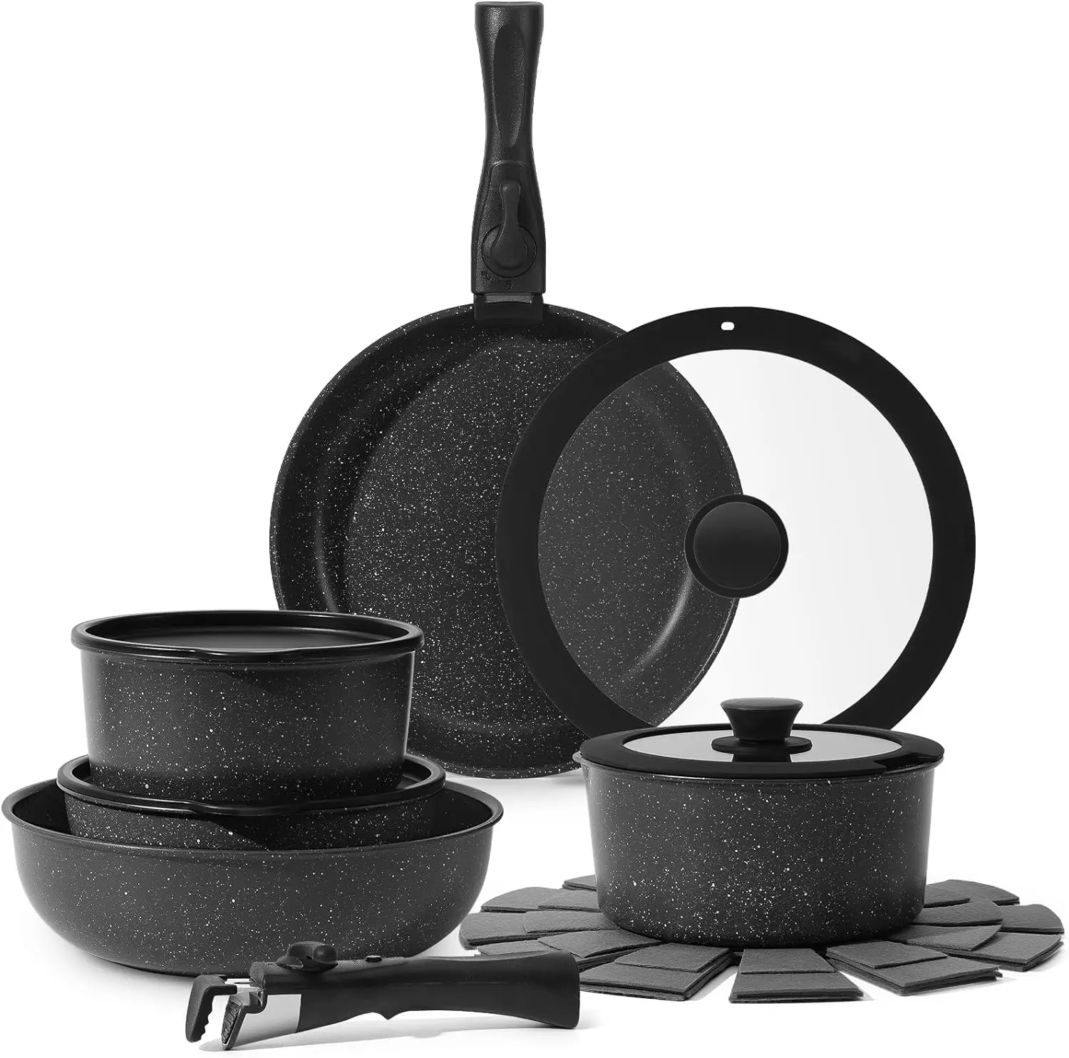 

Aluminum Die Casting Process Kitchen Cookware Detachable Handle Non Stick Cookware Set