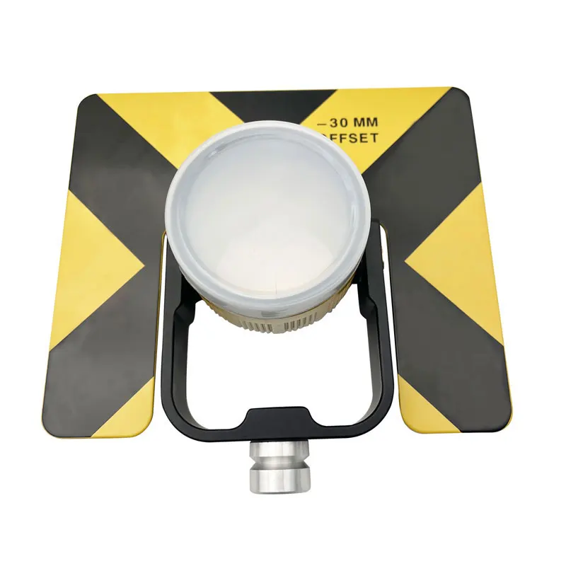 Yellow Single Prism Compatible For Top Total Station Surveying Constant -30/0mm 5/8x11 Female Thread Metal Holder