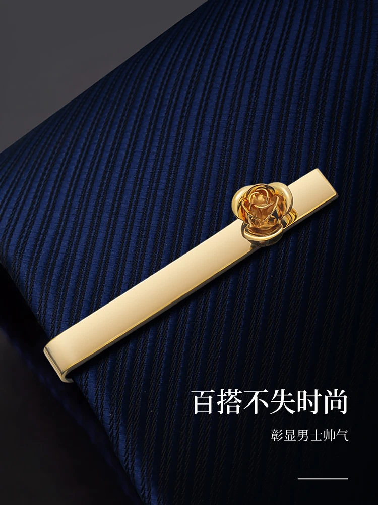 مشبك ربطة عنق ذهبي للرجال بإبزيم ثابت للأعمال الراقية للرجال والنساء نفس مشبك ربطة عنق