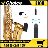 Sistema con micrófono de saxofón inalámbrico, micrófono con Clip para instrumentos, adecuado para saxofón y altavoces, alcance de 180 pies