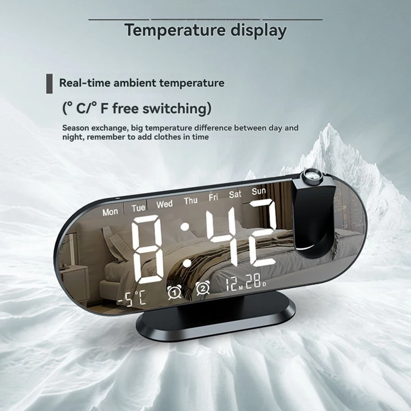 B34B-Mini 4K Clock Camera LED Digital Smart Alarm Clock Projection Supports Remote Viewing Mobile Detection Mini Camera