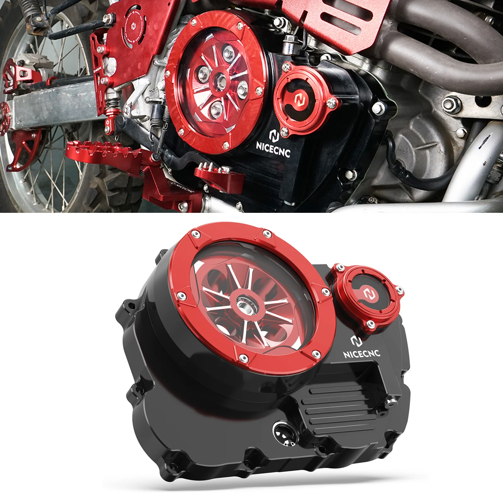 

NICECNC For Honda XR650L XR 650L 1993-2025 2024 Right Crankcase Clutch Cover Engine Oil Filter Cap Transparent Clutch Guard