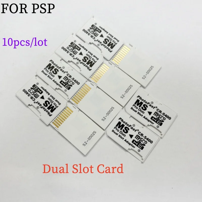 

10pcs Memory Stick Pro Duo Card Reader SD Card Adapter TF Flash for PSP 1000/2000/3000 Card Dual 2 Slot CR5400 Convertor