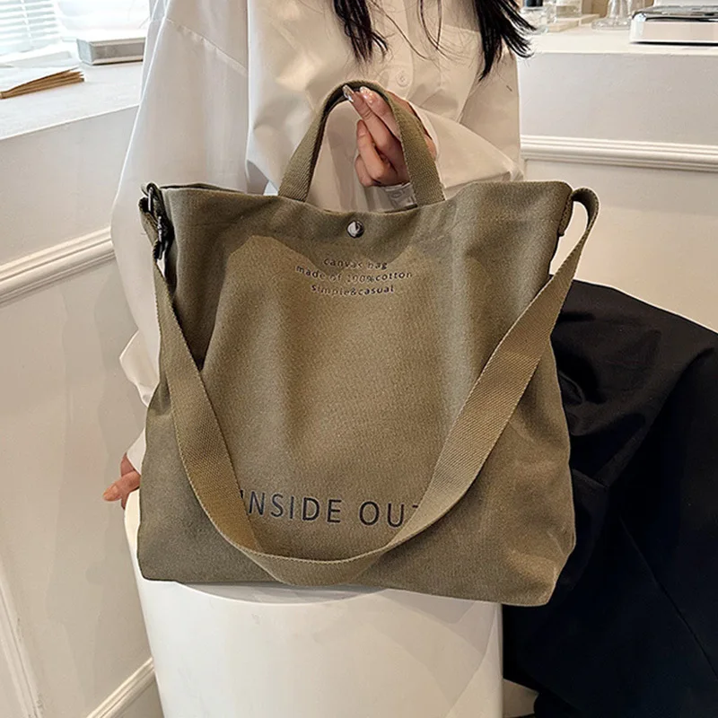 

High Quality Women Canvas Shoulder Bag 2023 Shopping Bags Students Book Bag Cotton Cloth Handbags Large Tote For Girls wallet