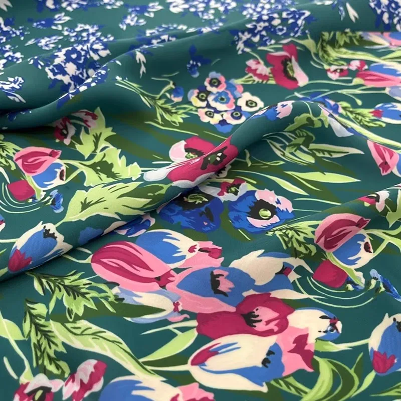 Tissu en polyester ou coton imprimé de plantes et de fleurs pour femmes, matériel de couture fait à la main, robe et chemisier, Europe et Amérique, gril de bricolage