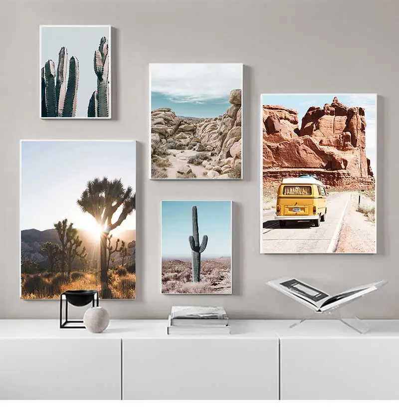 Print Canvas Painting Decorative Picture Home Decor Desert Cactus Canvas Poster Nordic Style Landscape Nature Tree Wall Art