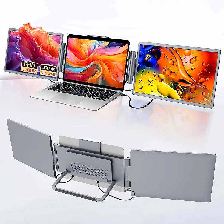 

SIBOLAN 14-дюймовый тройной портативный ЖК-монитор IPS-панель 1920*1200P Tri Extender для ноутбука Патентовый дизайн Двойной дисплей Type-c USB 3.0