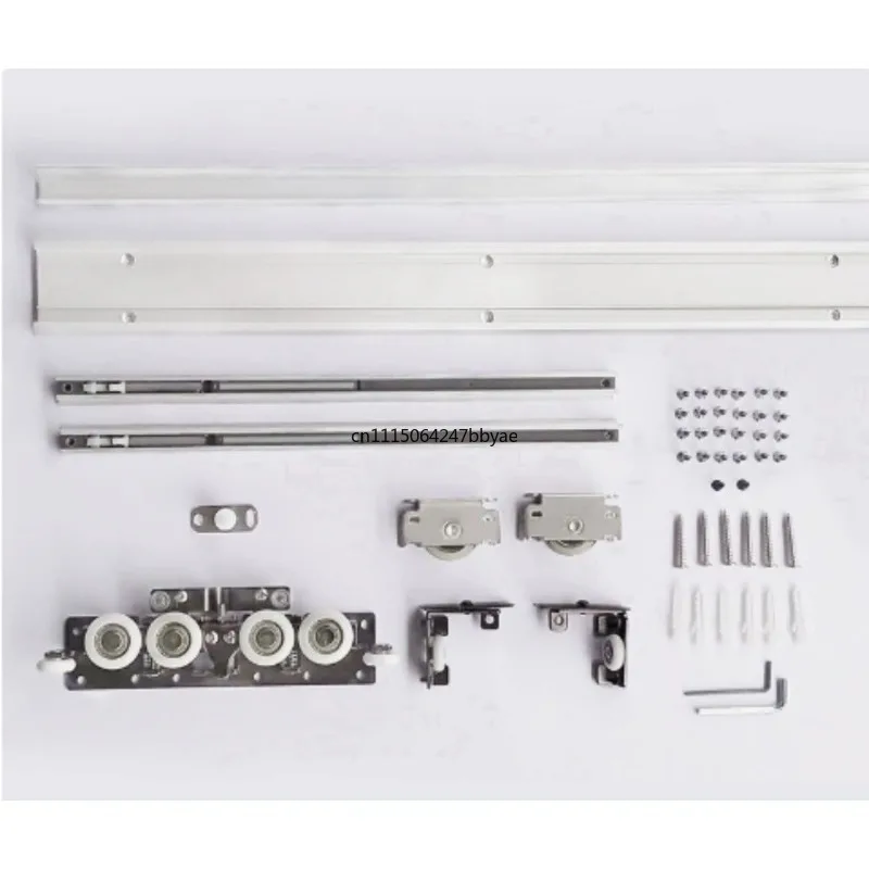 Invisible Sliding Door Hardware Kit, Two-Way Soft Closing Buffer System, Ghost Door Track Set for Kitchen Bedroom