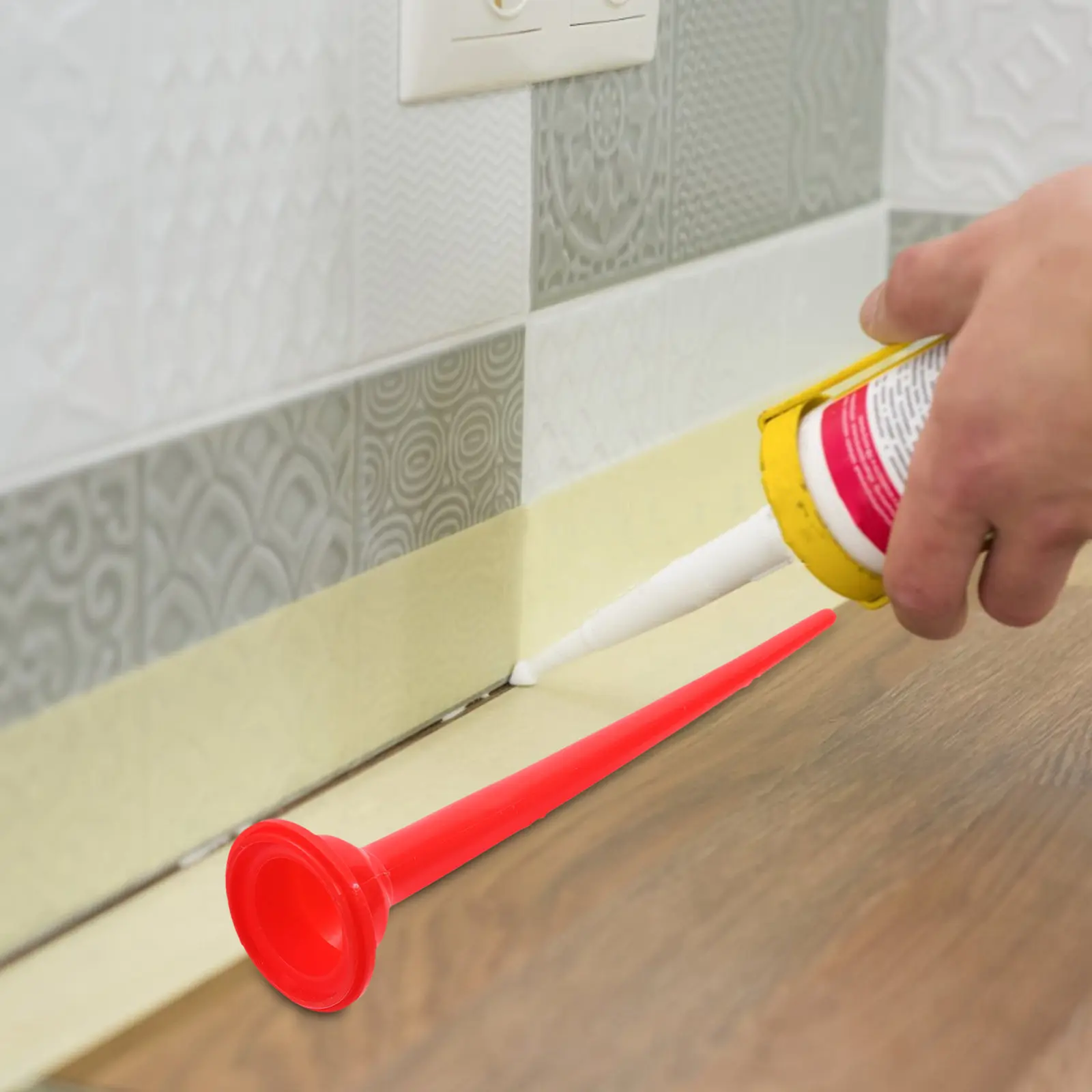 2Pcs Long Sausage Nozzle Applicator Extended Reach Caulk Gun Nozzle for Deep Narrow Seams Silicone Adhesive Glass Glue Seamless