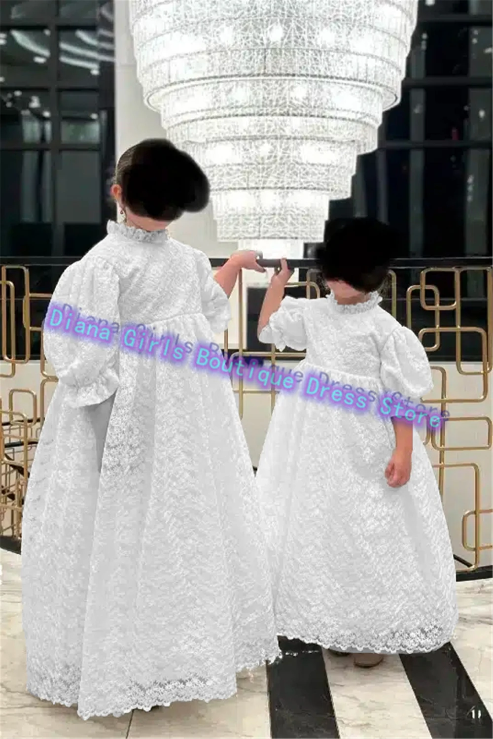 Elegant Flower Girl Dress Milk Lace First Communion Gowns Customised Princess Pageant Kids Birthday Party Prom Baptism Gowns