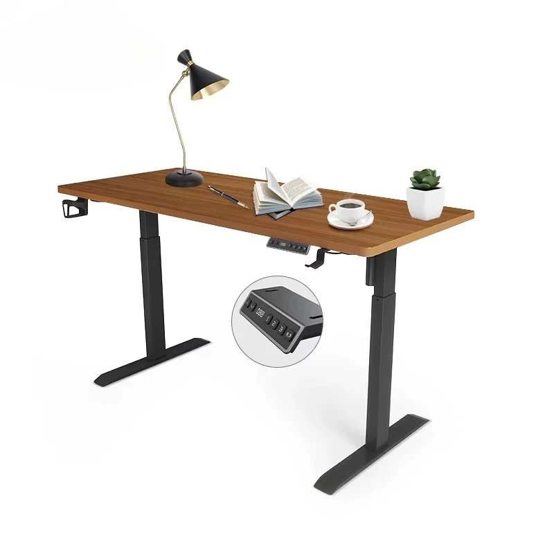 New Design Electric Laptop Moving Standing Desk Tempered Glass Controller Panel Converter Lift Table for Kitchen White