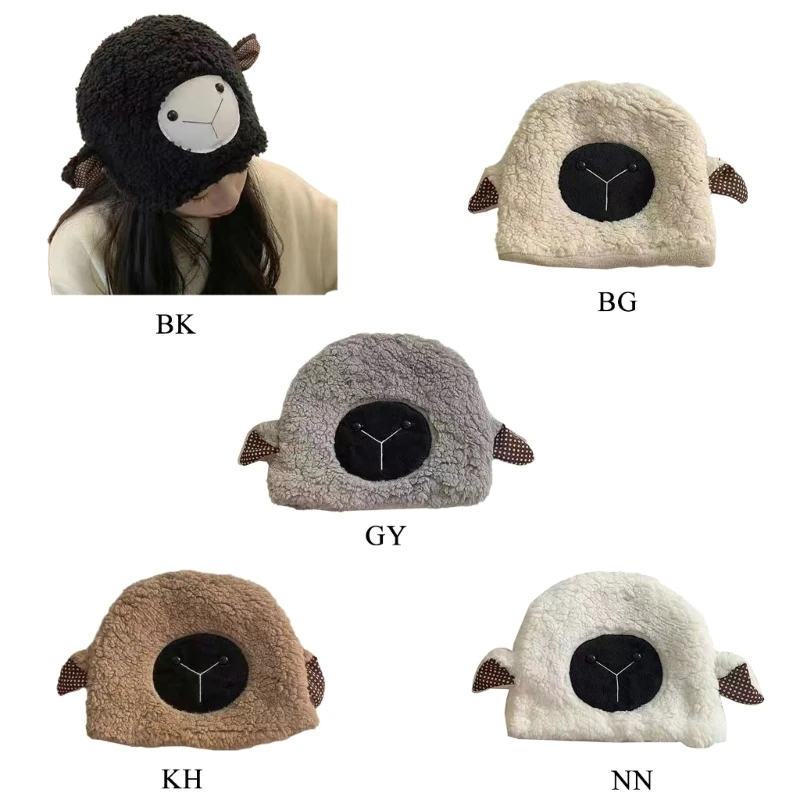 Plush Sheep Hat Girl Funny Hat Little Devil hat Sheep Ear Hat Skullies Beanie  Photography Prop Funny Beanie