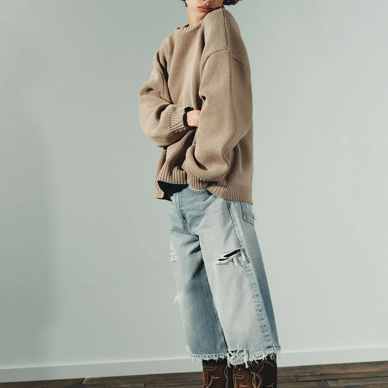Nueva llegada otoño ZA2025 mujer Simple Match largo Sve redondo Ne suéter de punto suelto Casual Sle Loose Fit redondo Ne