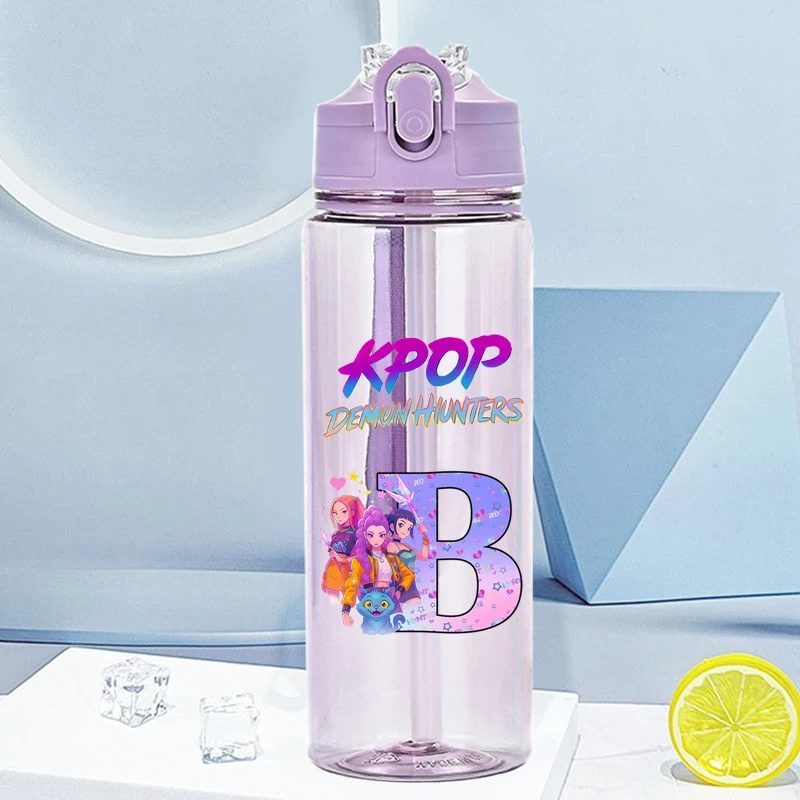 900 مللي KPop شيطان الصيادين سعة كبيرة كوب ماء بلاستيكي الكرتون رسالة مطبوعة أكواب الطلاب المحمولة زجاجة ماء الموضة #3