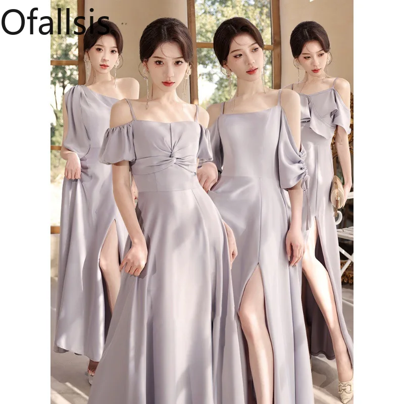 Ofallsis Purple Bridesmaid Dresses 2024 New Spring Autumn New Bandeau Fairy Gentle Style Advanced Sisters Group Evening Dresses