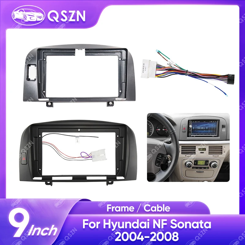 

QSZN 9Inch Car Radio Fascia Frame For HYUNDAI NF SONATA 2004-2008 ABS PC Plastic Fascia Dashboard Silvery Gray/Matten Black