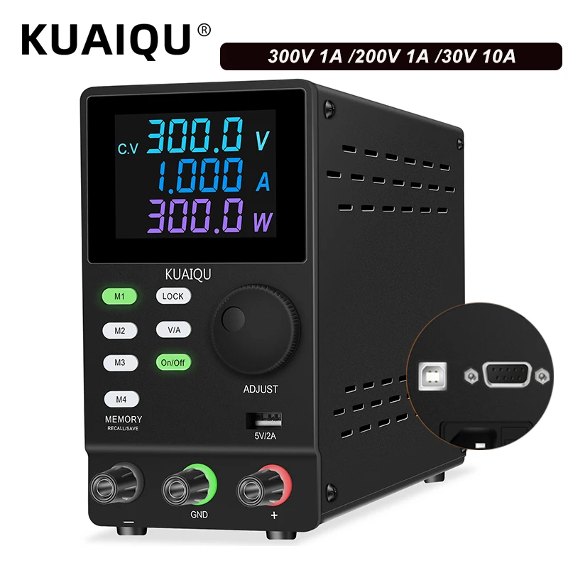 KUAIQU 300V 200V 30V 10A/1A Programmable Laboratory DC Power Supply RS232/USB Communication Interface Edit Stored Data Bench