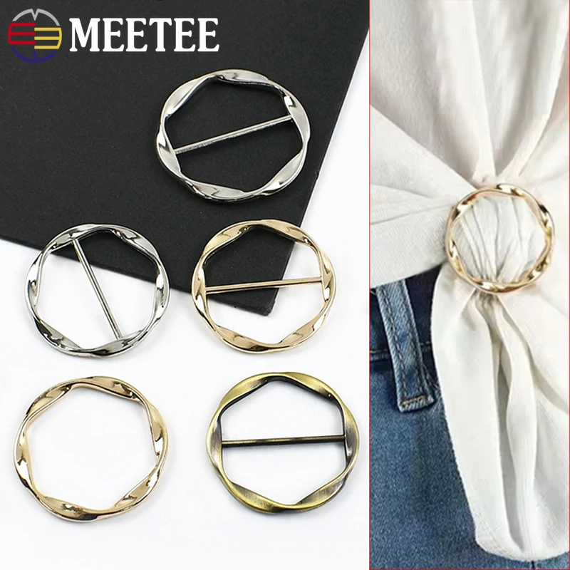 

5/10P 35/40mm Metal Buckles for Women's T-shirt Corners Knot Buckle Coat Belt Adjustable Ring Decorative Button Sewing Supplies