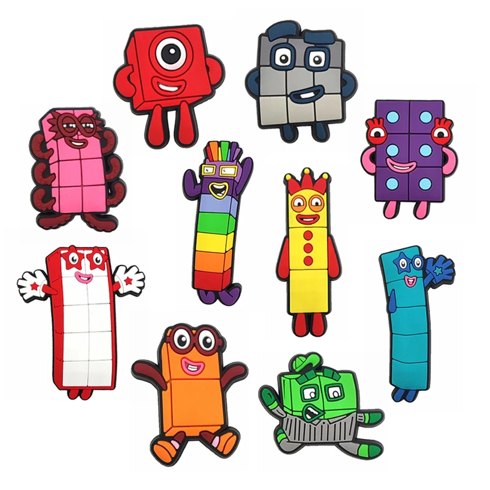 10pcs/Set building blocks Series Cartoon Shoe Charms Shoes Accessories Decorations Fit Wristbands Clog Sandal Buckle Kids Gifts