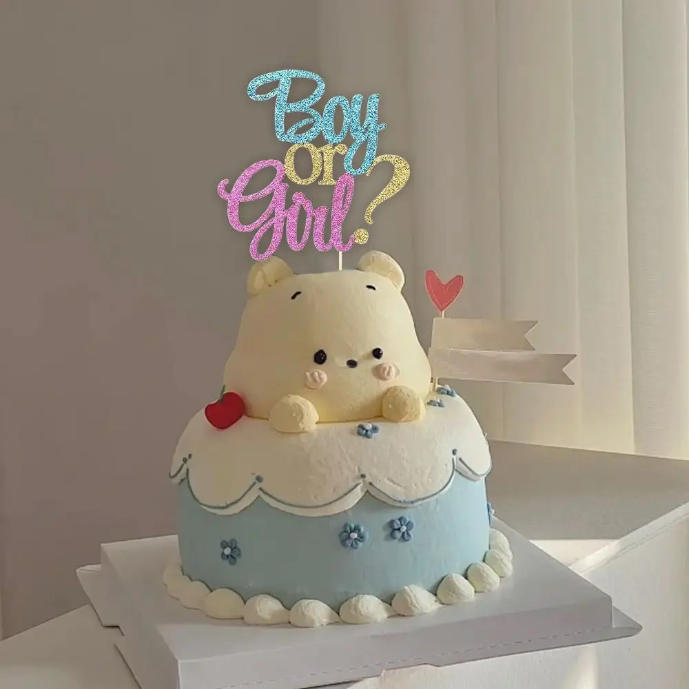 Dekoracje imprezowe Niebieski topper na tort Różowy brokat Baby Shower Kobiety