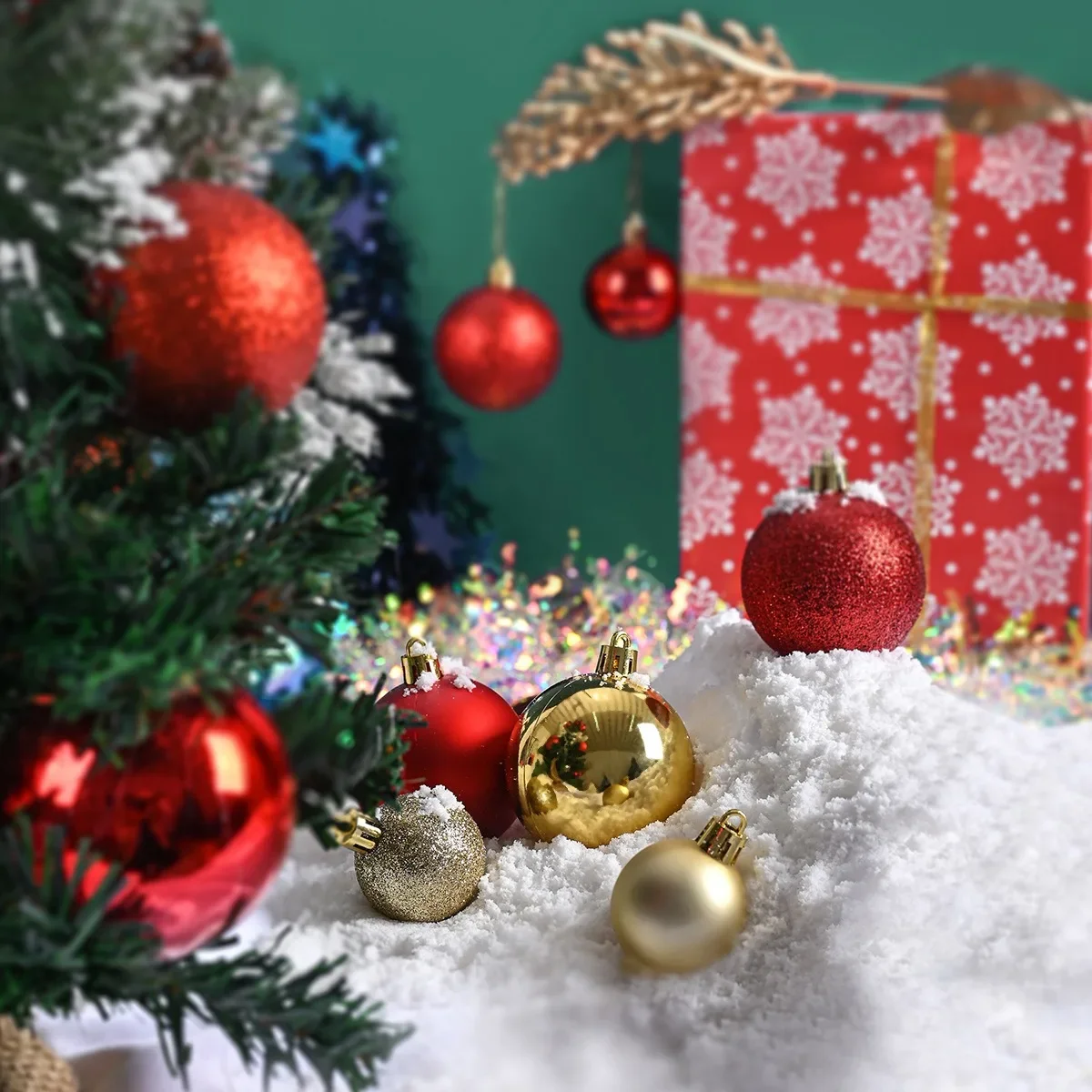 Hot 24Pcs 3/4/6cm Weihnachten Baum Kugeln Mehrfarbige Weihnachten Ball Dekorationen Glitter Weihnachten Baubles ornament Ball Party Wohnkultur – Detail 3