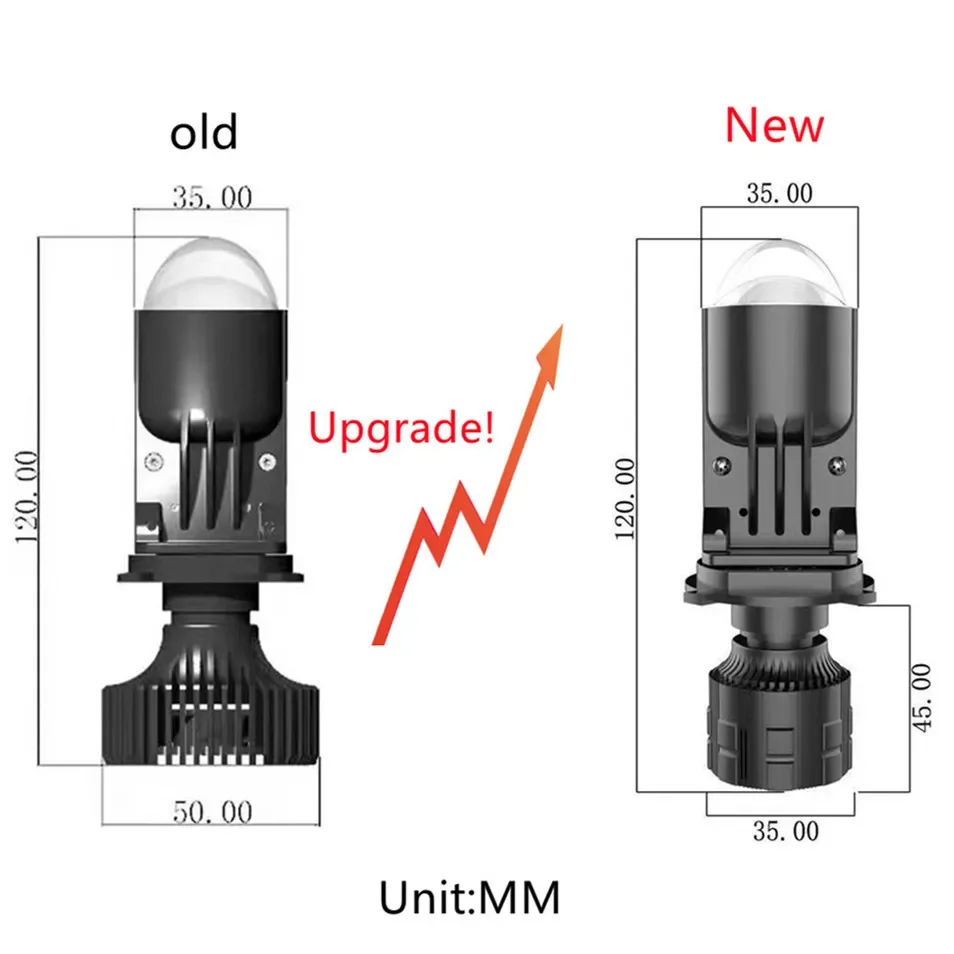 

Upgrade Your Motorcycle Car Hi Lo Light Lamp with Mini H4 Bi LED Laser Projector Lens Headlight Non-destructive Install 6500K
