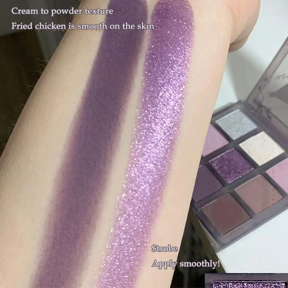 Smoke Purple Lace Eye Shadow Palette Matte Glitter 9-Color Eyeshadow Long Lasting Shimmer Shiny Eyes Make Up Palette Cosmetics