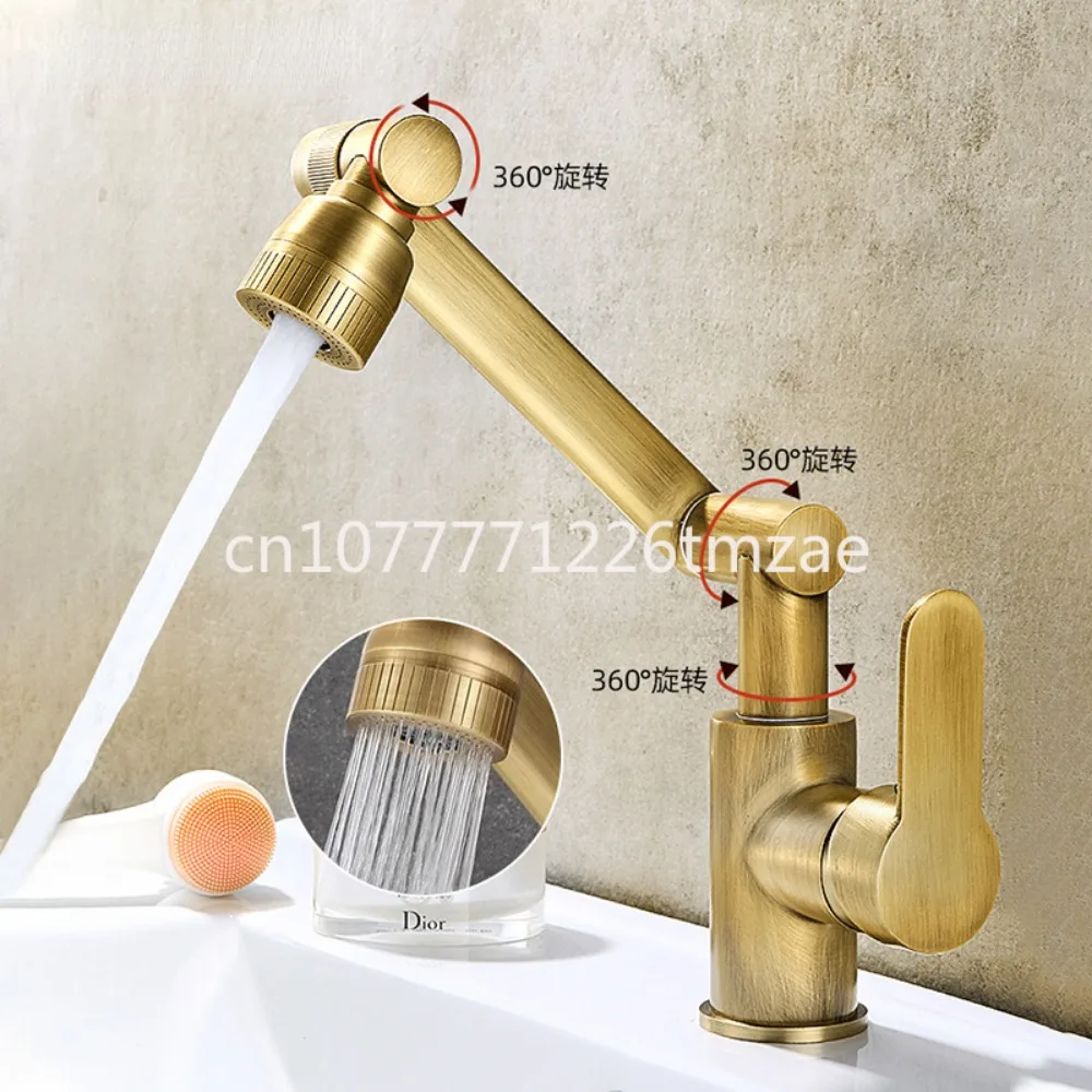 Copper Antique Lucky Cat Basin Hot and Cold Water Faucet Splash-Proof