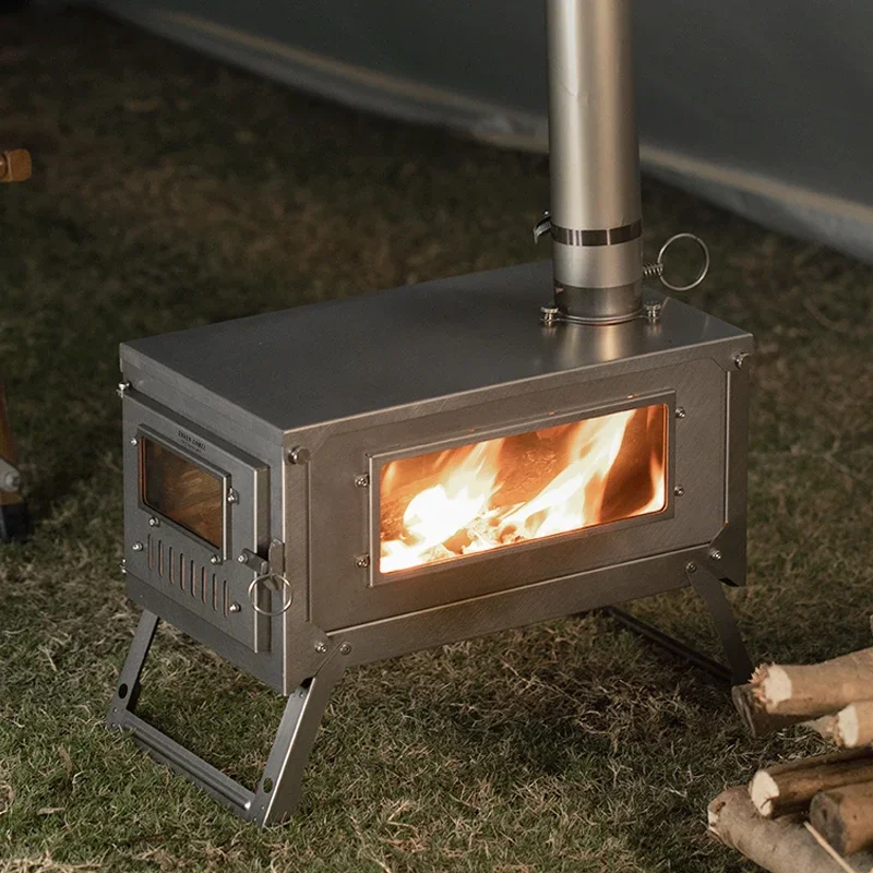 Titanium Tent Stove Outdoor Folding Tent Heater Por    Wood Burner Brazier Camping Wood Burning Furnace