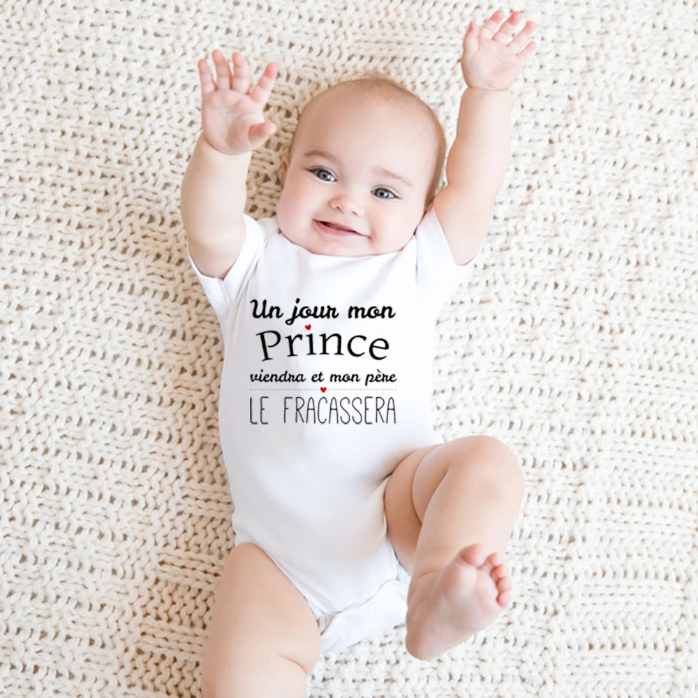 One Day My Prince Will Come and My Father Will Smash Him Śmieszne body dla noworodków Maluch Niemowlę Dziewczynka Kombinezon Stroje